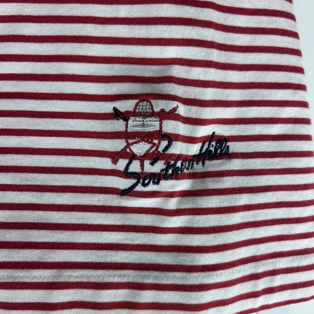 Polo‎ Ralph Lauren Mens XL Striped Polo Red White Southern Hills Golf Club Crest